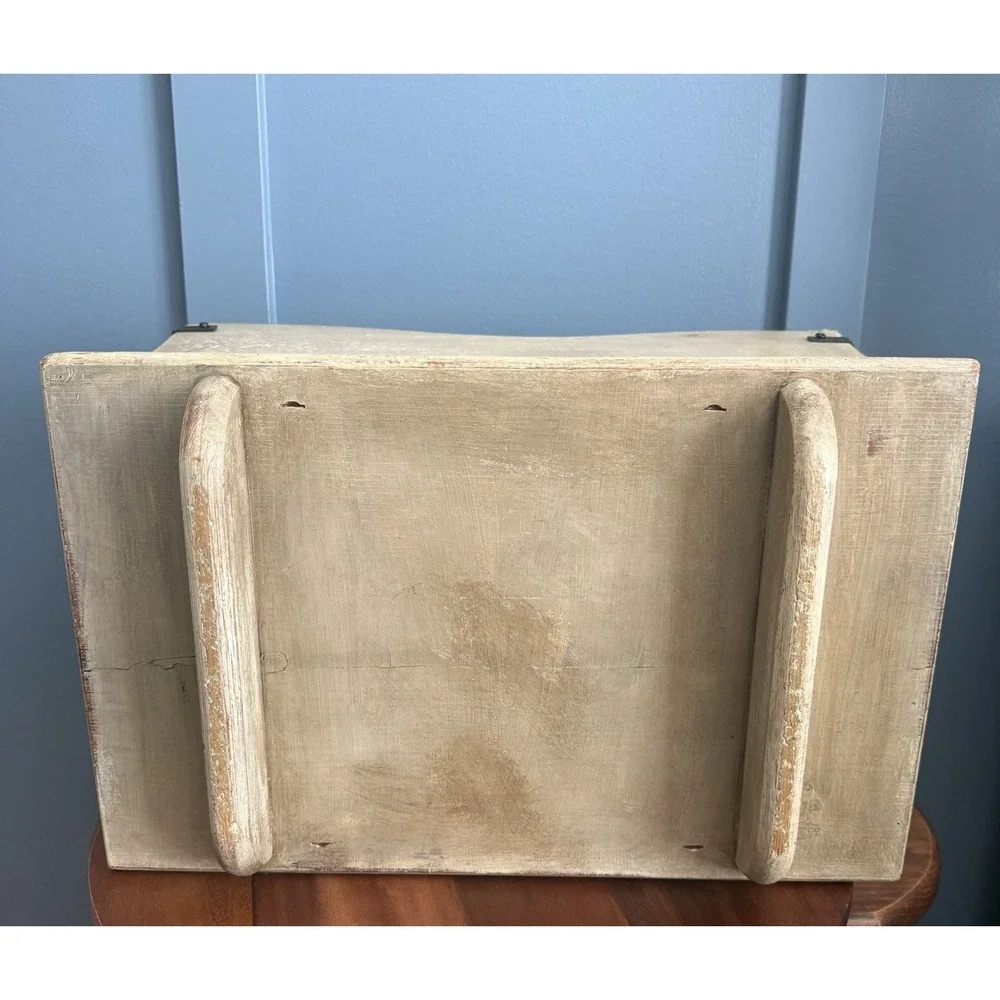 Vintage Wooden Magazine Book Rack Organizer Distressed Cottage Farmhouse Storage